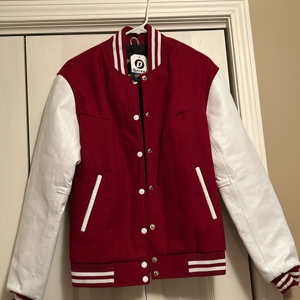 Red Deckra Letterman Jacket